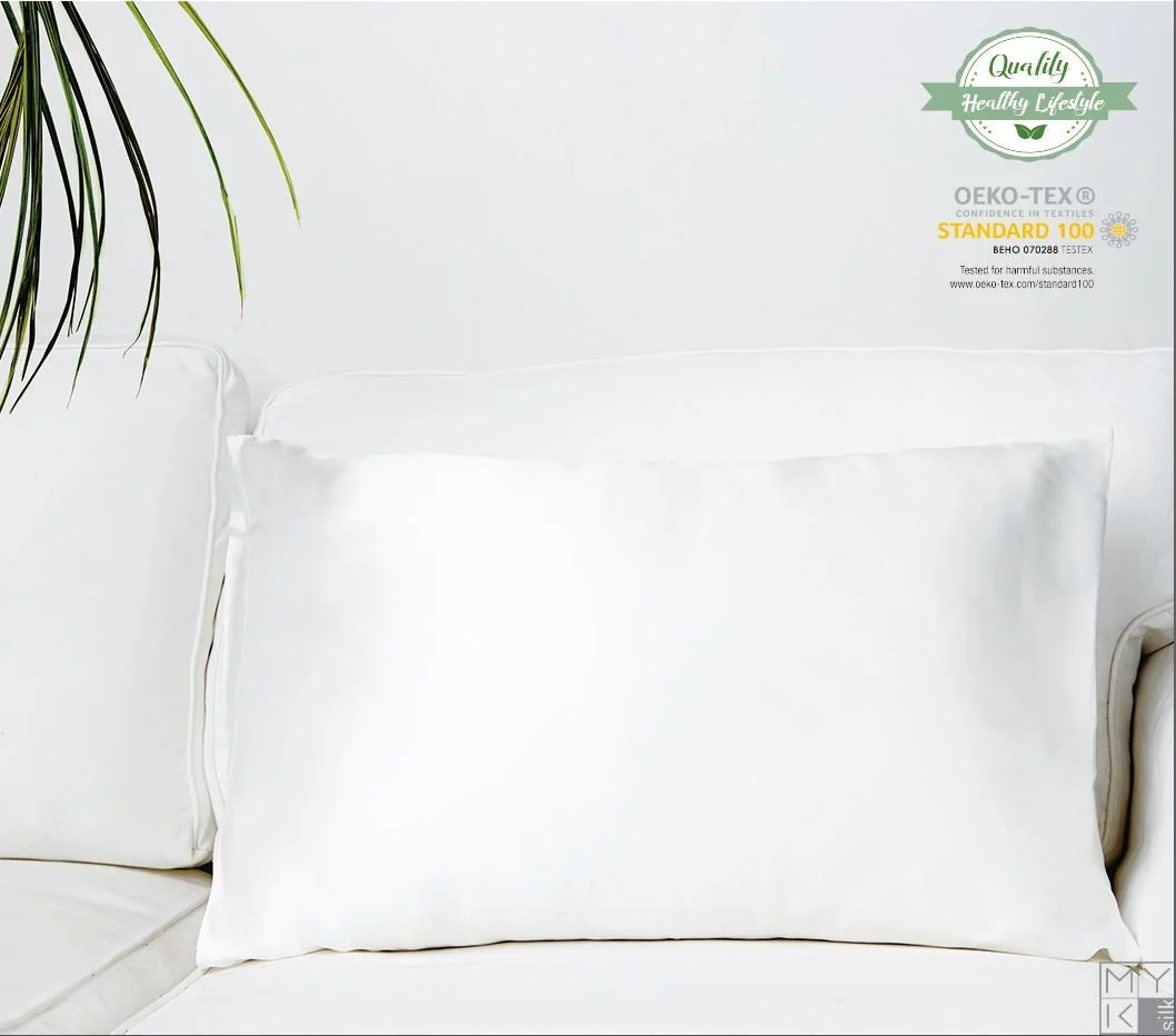 MYK 100% Pure Natural Mulberry Silk Pillowcase, 19 Momme Both Side for Hair and Skin Care, Standard Size, Pearl White, 1pc