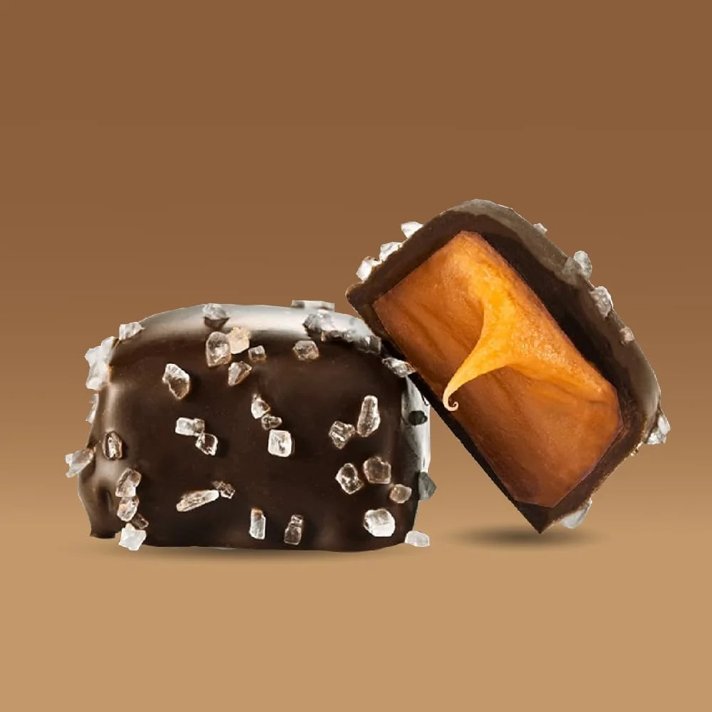 Funtasty Dark Chocolate Sea Salt Caramel Squares Candy, 2-Pound Pack