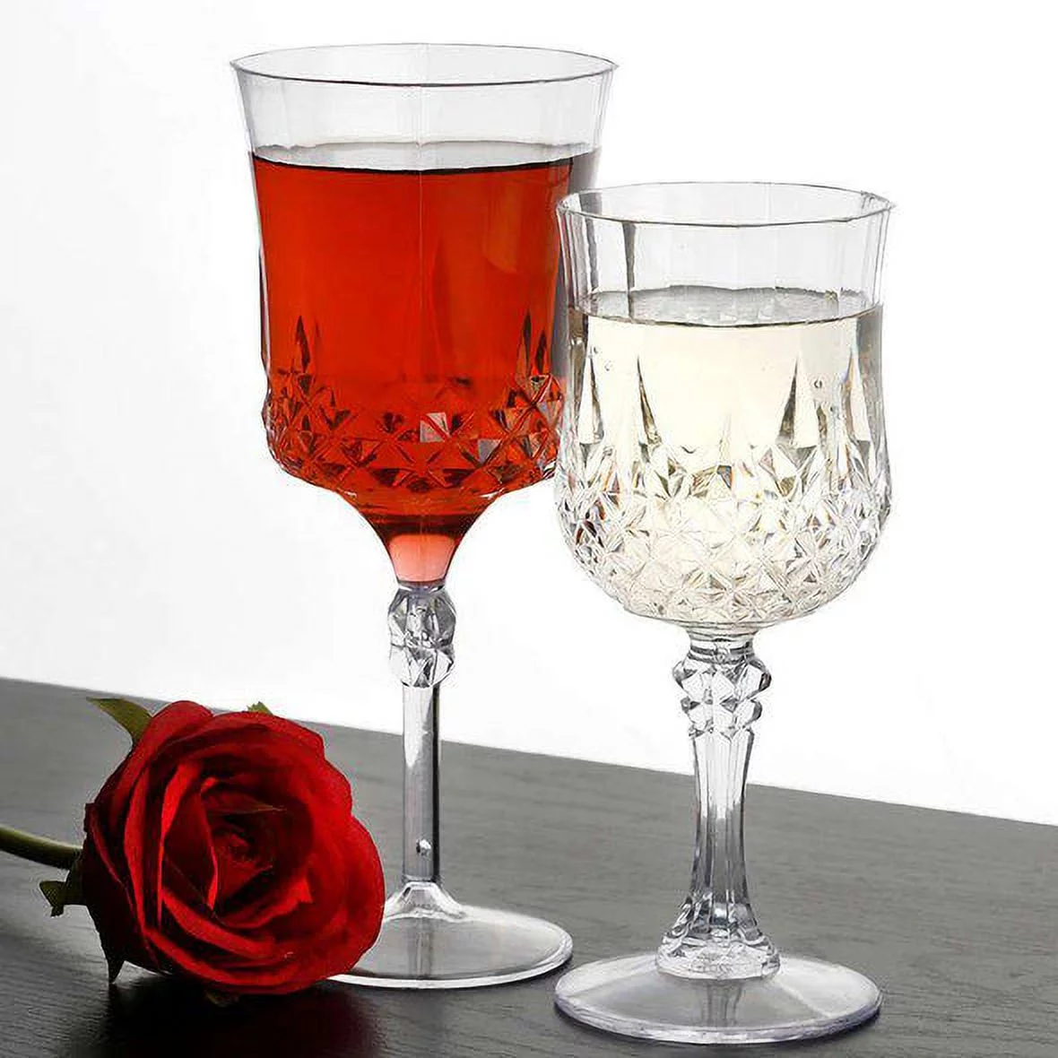 Smarty 8 oz. Crystal Cut Plastic Wine Glasses 48ct