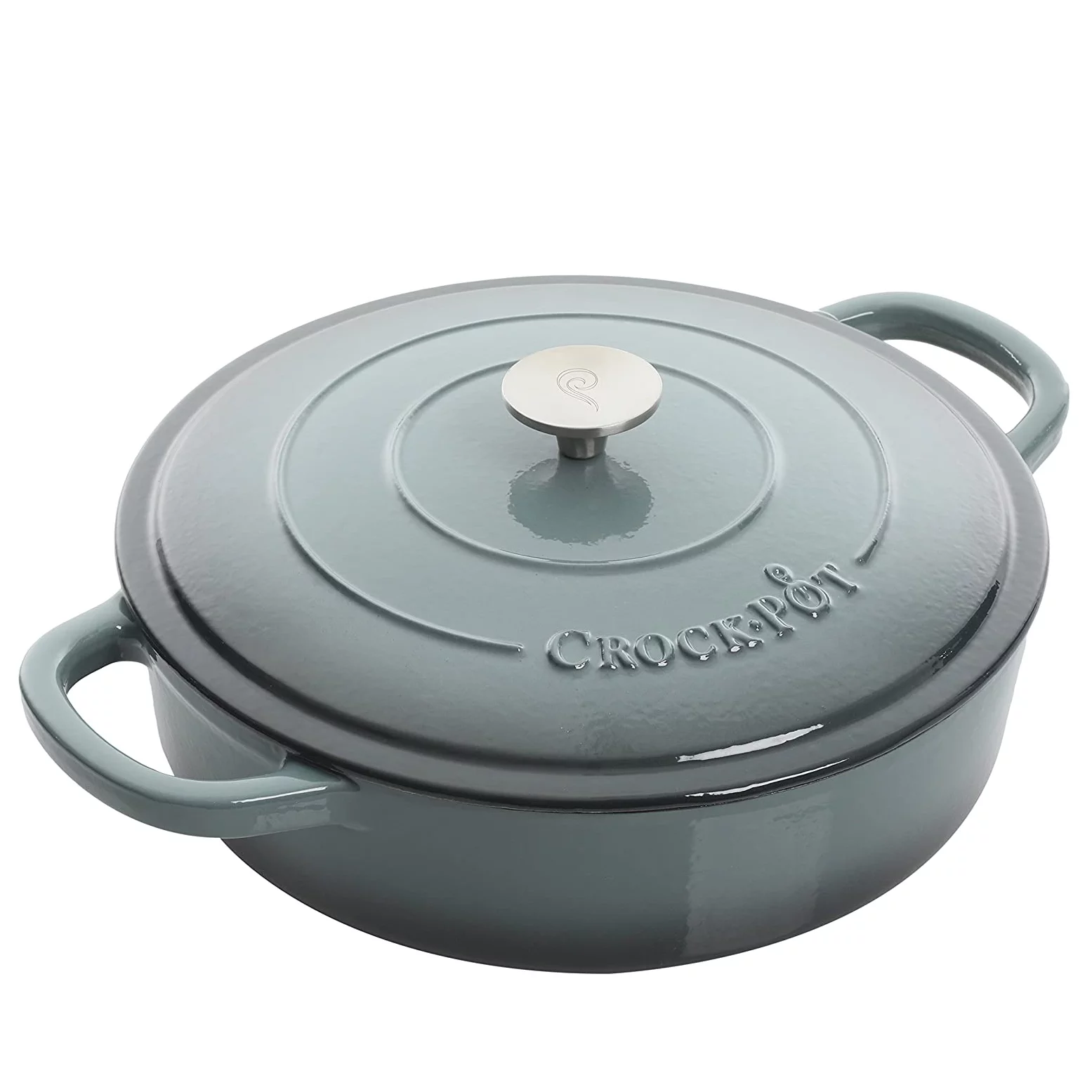 Artisan 5QT Enameled Cast Iron Braiser with Lid, Gray