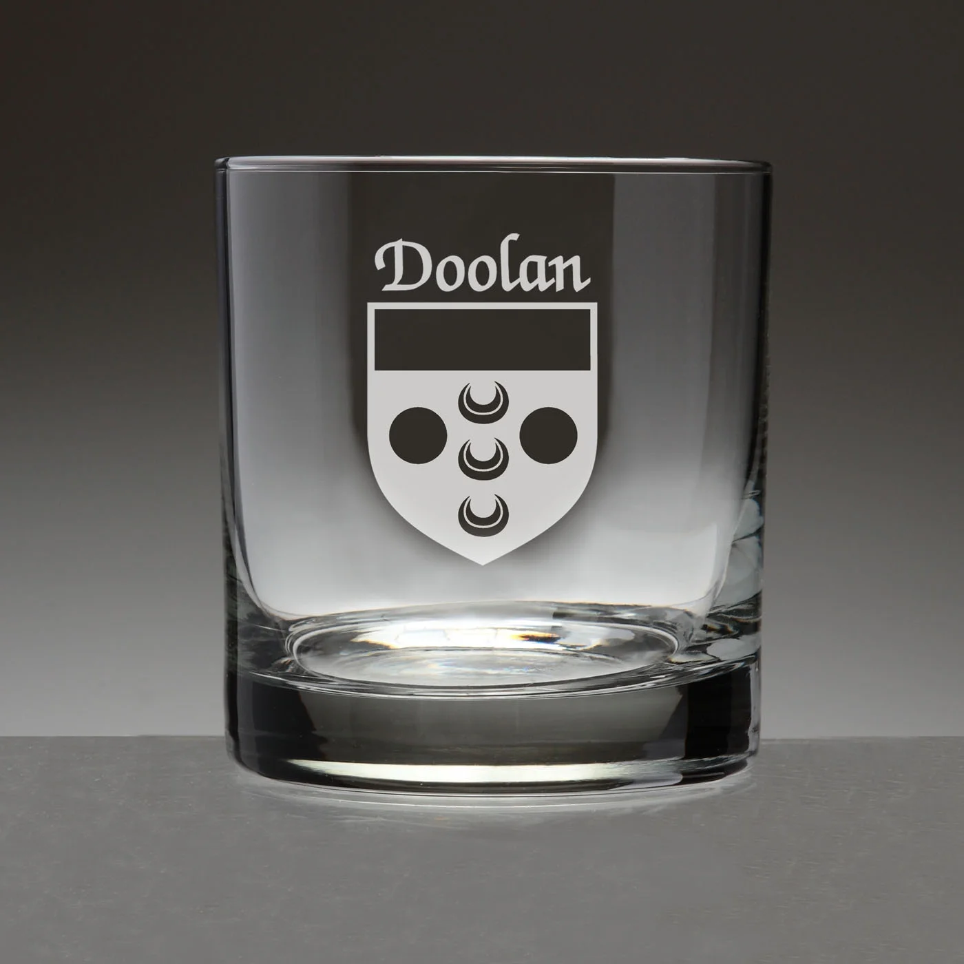 Doolan Irish Coat of Arms Tumbler Glasses - Set of 4 (Sand Etched)
