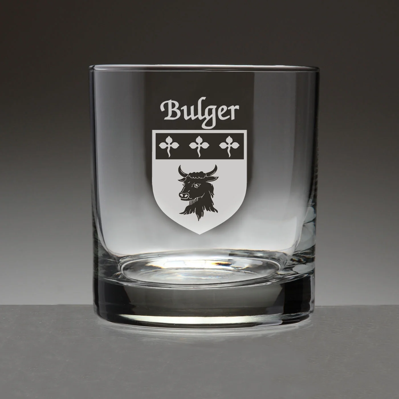 Bulger Irish Coat of Arms Tumbler Glasses - Set of 4 (Sand Etched)