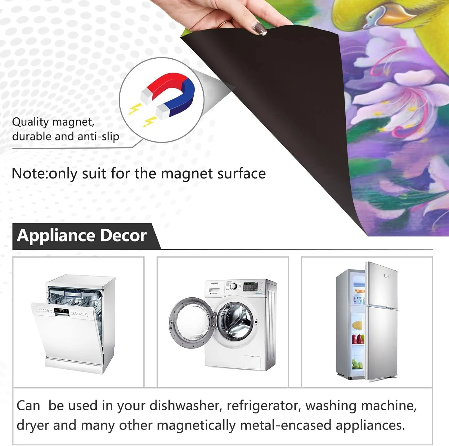 SKYSONIC Yellow Parrots Magnetic Dishwasher Sticker,Kitchen Decor Magnetic Cover Sticker for Household Appliances Washing Machine Refrigerator 23x26in38