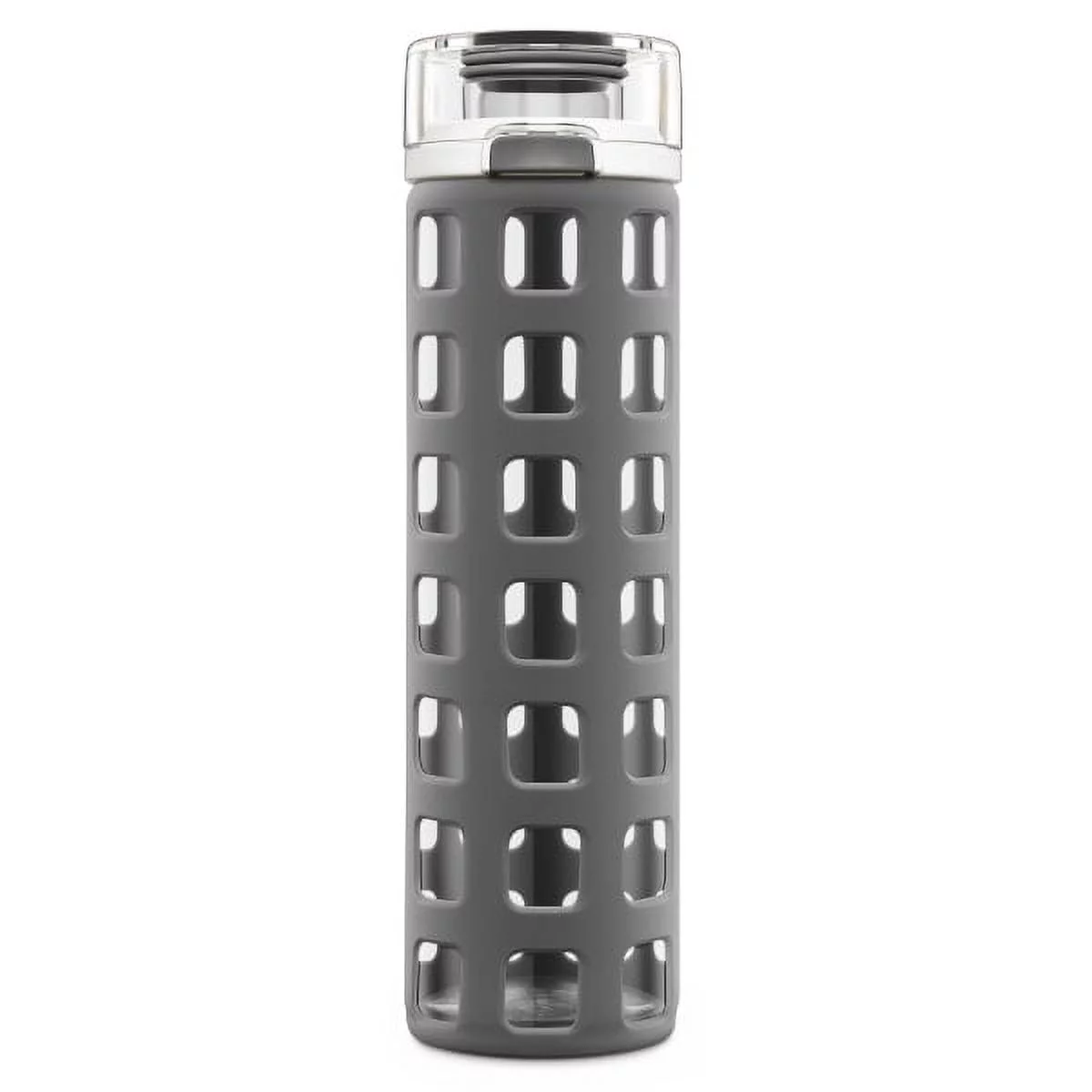 Ello 20 oz Gray Glass Water Bottle with Flip-Top Lid