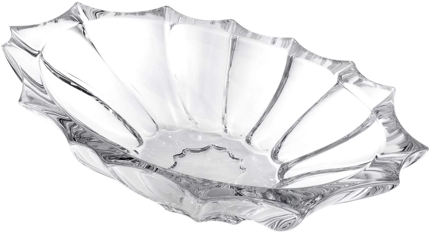Aurum Crystal PLANTICA 14.6-Inch Jardiniera Crystal Oval Bowl, Bohemian Fruit and Candy Bowl, Traditional Decorative Centerpiece, Great Gift Idea