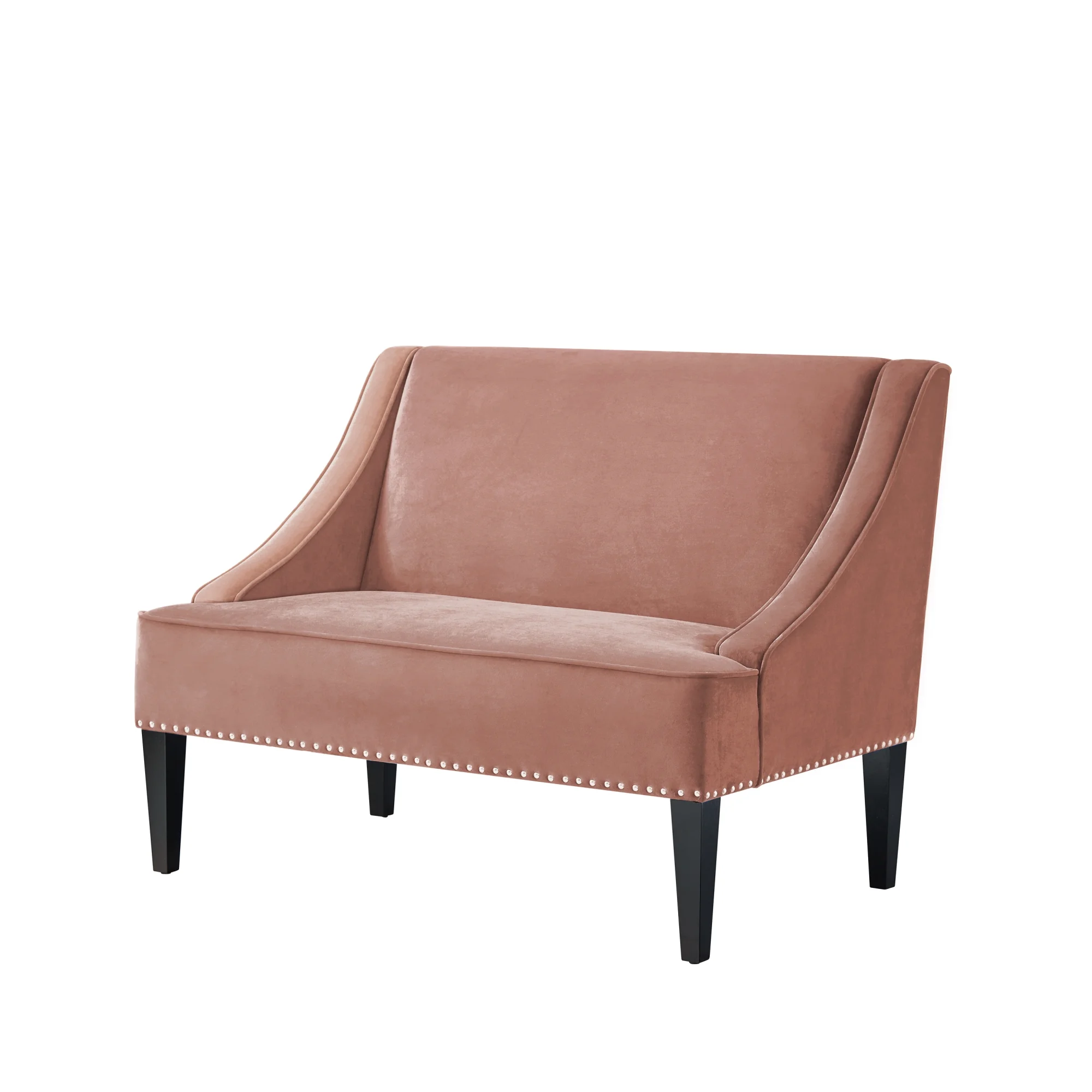 Inspired Home Rayna Blush Velvet Bench - Upholstered | Swoop Arm