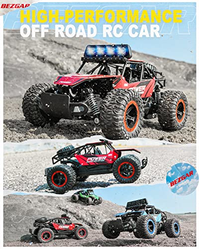BEZGAR TB201 RC Cars-1:20 Scale Remote Control Car-2WD High Speed 20 Km/h Electric Toy Off Road Vehicle Monster Truck Crawler with LED Headlight and Rechargeable Battery for 8-12 Year Old Boys Girls