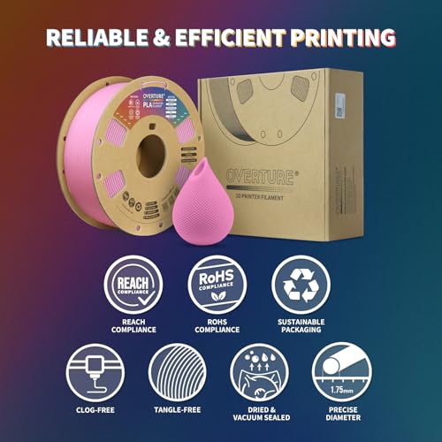 OVERTURE PLA Filament 1.75mm PLA 3D Printer Filament, 2kg Cardboard Spool (4.4lbs), Dimensional Accuracy +/- 0.02mm, Fit Most FDM Printer (Black 2-Pack)