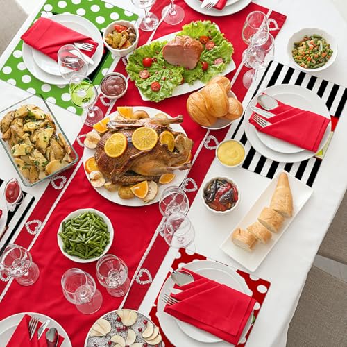 Set of 6 Pink Pastel Christmas Placemats 17 x 12'' Candy Plastic Place Mats Nutcracker Placemats Wipeable Washable Vinyl Table Mats Decor for Xmas Kitchen Home Dining Holiday Party Gift