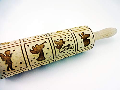 CHRISTMAS GIFTS EMBOSSING ROLLING PIN laser engraved with Christmas symbols CHRISTMAS GINGERBREAD COOKIES