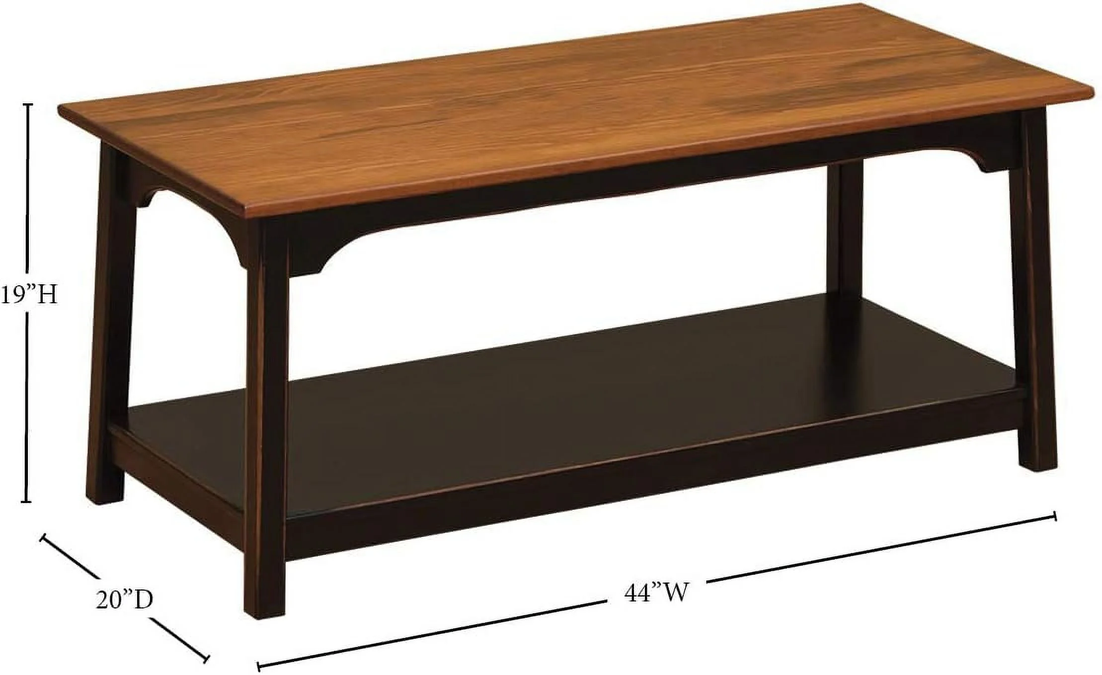Rustic Wood Shaker Coffee Table Amish Furniture, 2 Tier Shelves Farmhouse Coffee Tables Made From Durable Real Wood, Coffee Tables For Living Room - 44