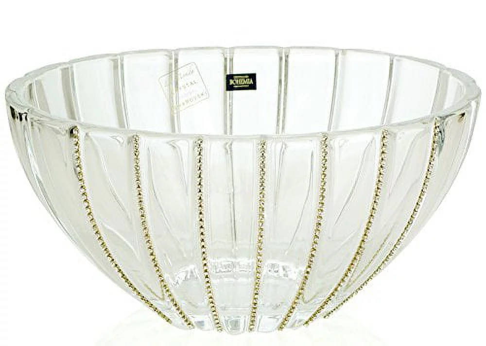 Victoria Bella, 12-Inch Swarovski Jeweled Crystal Vase, Decorative Wedding Gift Centerpiece Fruit Bowl Inlaid with Crystals