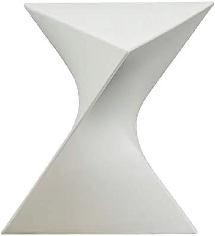 Modern Plastic Triangle End Table In White - Set Of 2