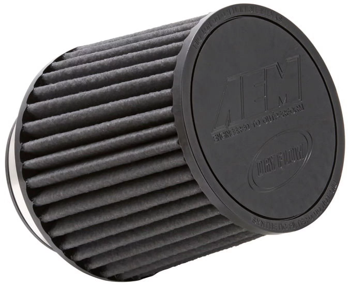 AEM 21-203BF Universal DryFlow Clamp-On Air Filter: Round Tapered; 3 in (76 mm) Flange ID; 5.125 in (130 mm) Height; 6 in (152 mm) Base; 5.125 in (130 mm) Top