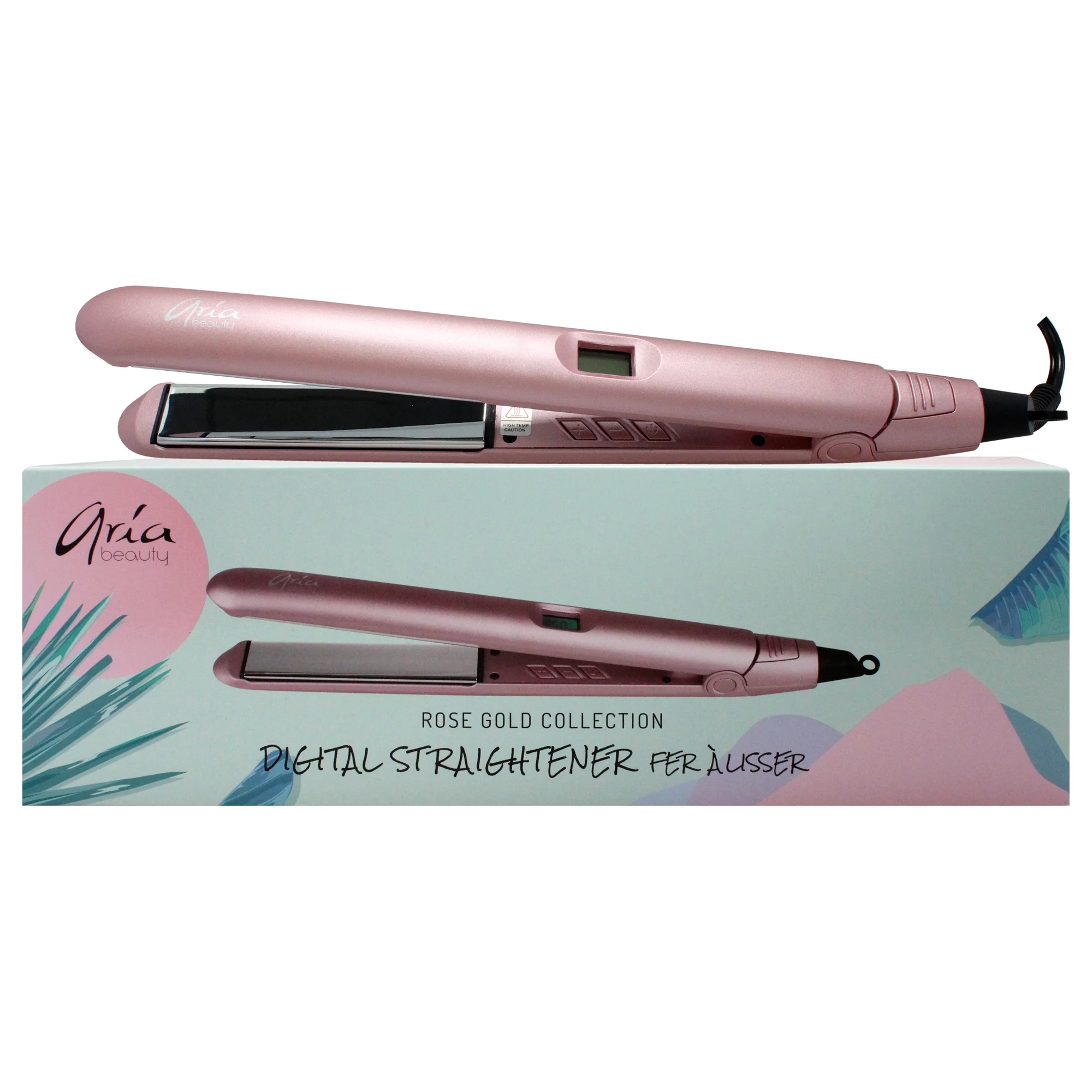 Aria Beauty Digital Hair Straightener - Rose Gold , 1 Pc Flat Iron