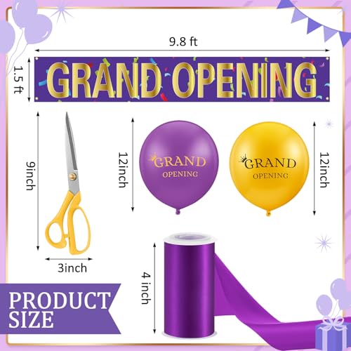 Grand Opening Ribbon Cutting Ceremony Kit Grand Opening Banner Decorations with 10'' Scissors 40 Pcs Balloons Satin Ribbon Bows and More Supplies for Business Events(Red)