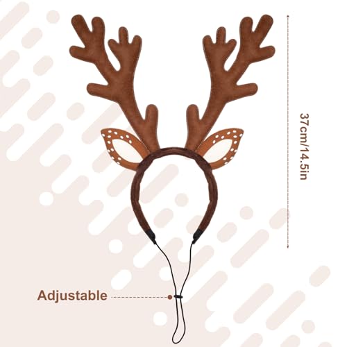 Dog Cat Christmas Reindeer Antlers Headband Pet Deer Costume Hat Classic Adjustable Elk Hat Headwear Cospaly Costumes Accessories