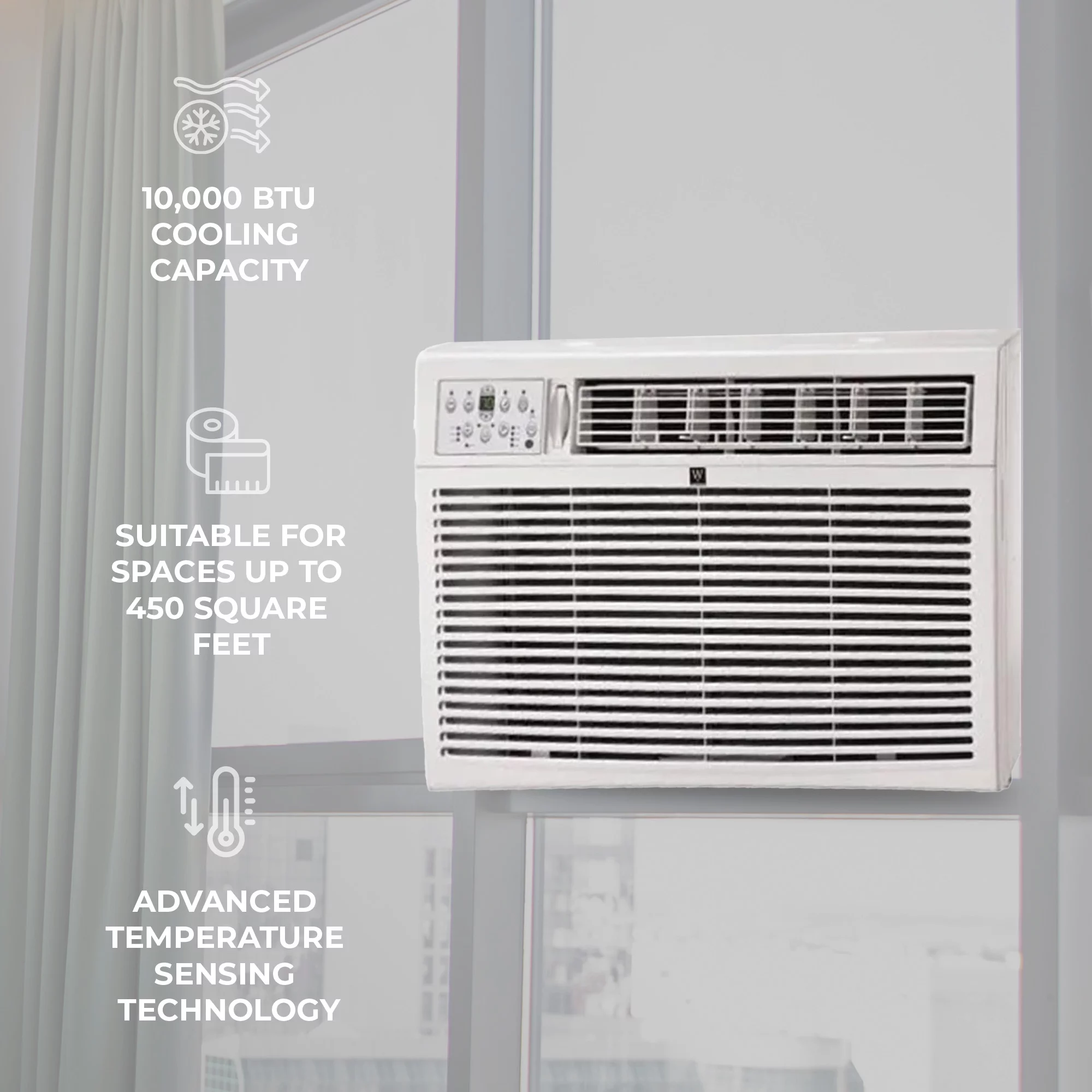 HomePointe 10,000 BTU Window Air Conditioner w/Remote & LED Digital Panel