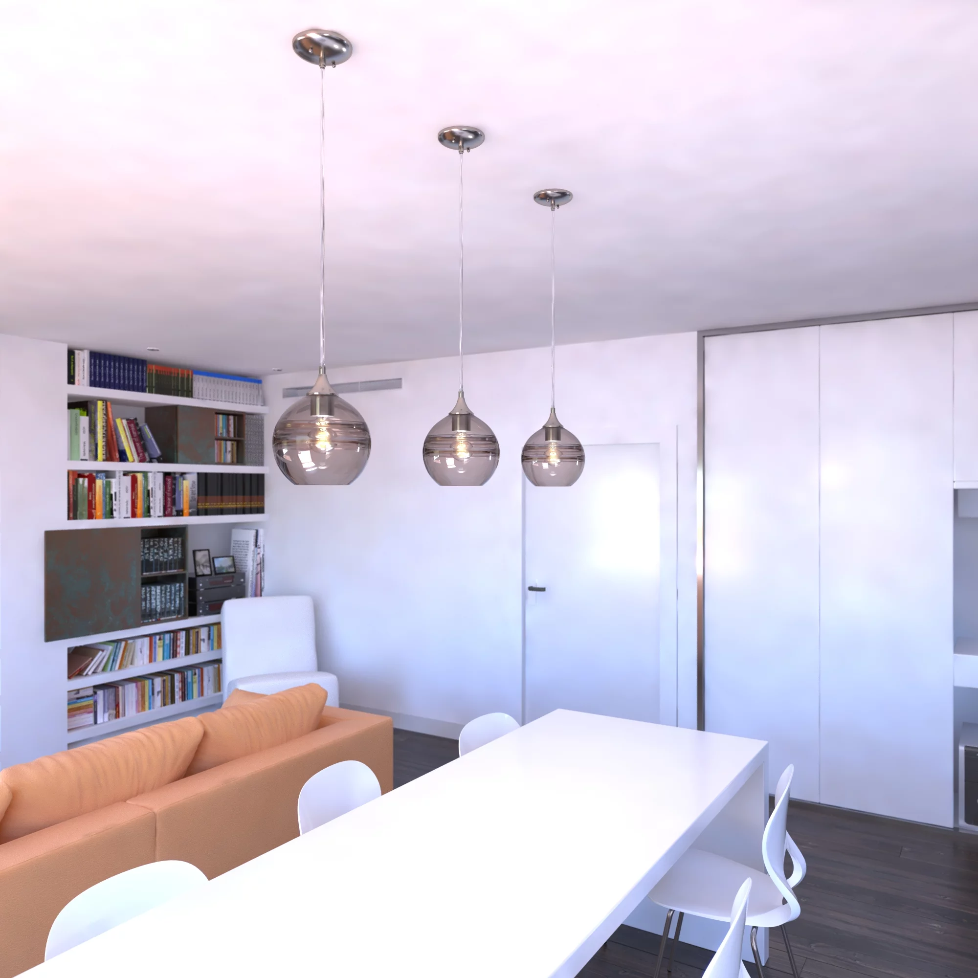 Vaxcel Milano Satin Nickel Globe Mini Pendant Ceiling Light Amber Fog Glass