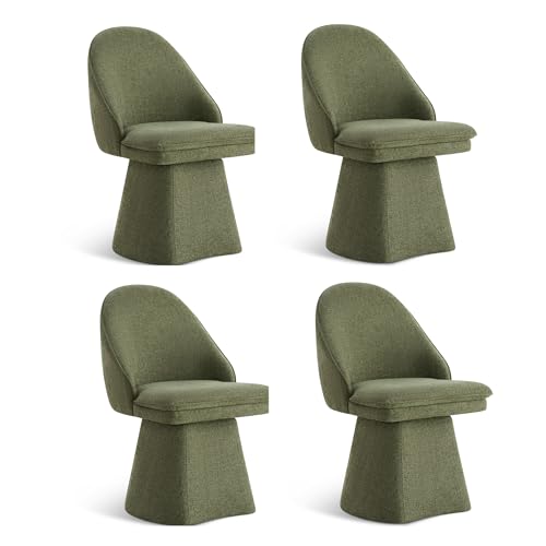 Swivel Dining Chairs Modern Desk Chair Upholstered Linen Fabric Side Chair for Kitchen Dining Room Bedroom,Khaki,1 Box
