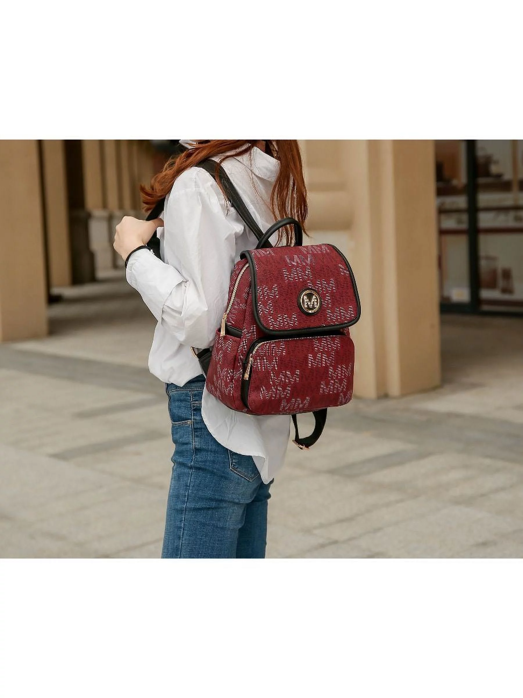 MKF Collection Drea Vegan Leather Women's Monogram Backpack by Mia K. - Black