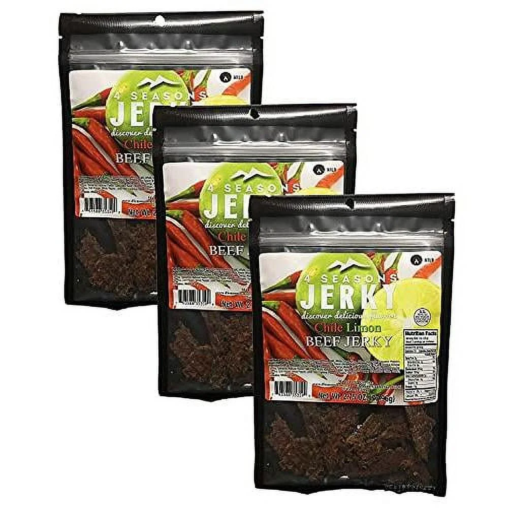 Chile Limon Carne Asada - 3 PACK - Traditional Jerky 2.75 Oz - Carne Seca - Great Savory Tasting Traditional Jerky - Total 8.25 Oz.