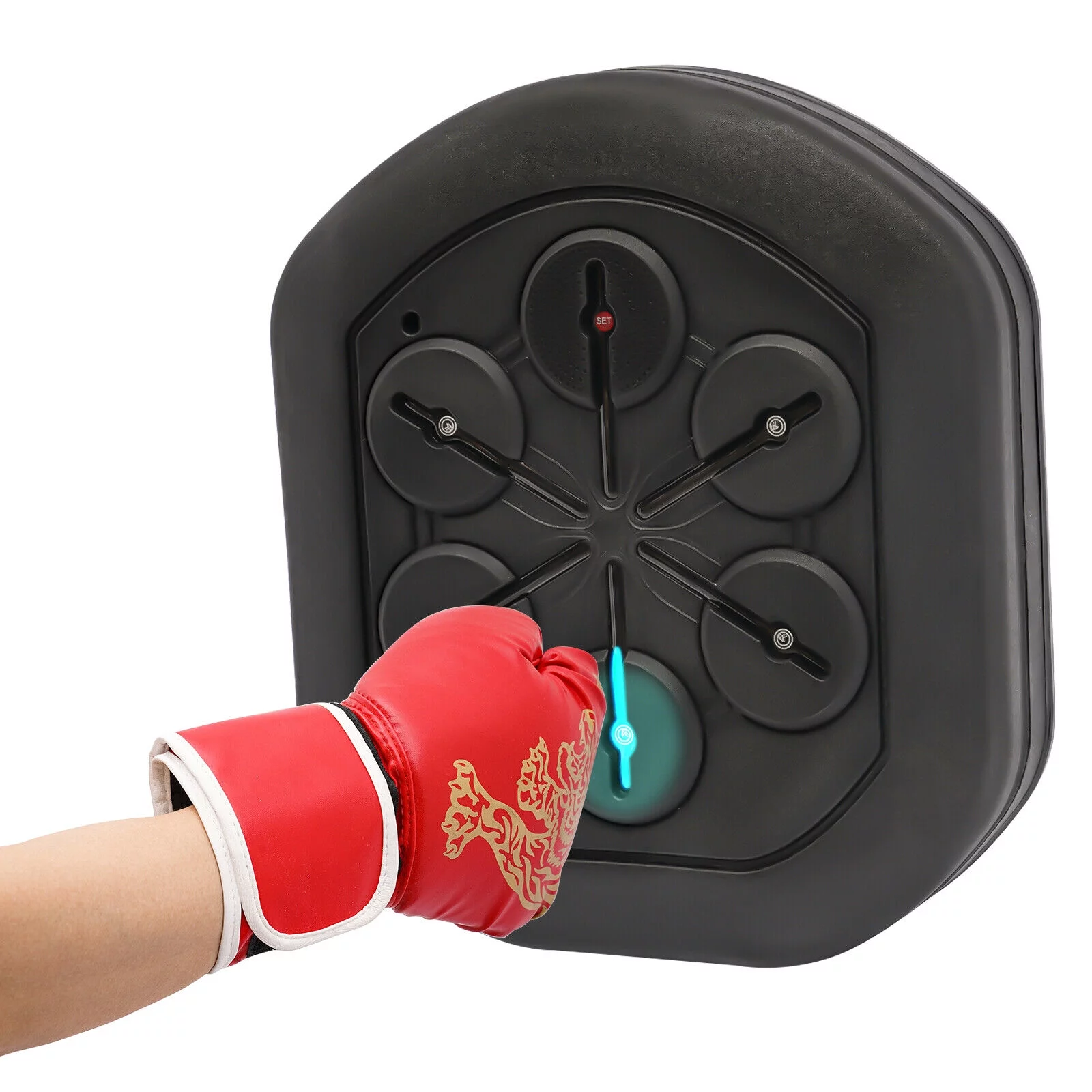 Smart Wall Mounted Music Boxing Machine,Electronic Music Boxing Machine W/ Stand, USB Charging Boxing Equipment W/ Bluetooth LED