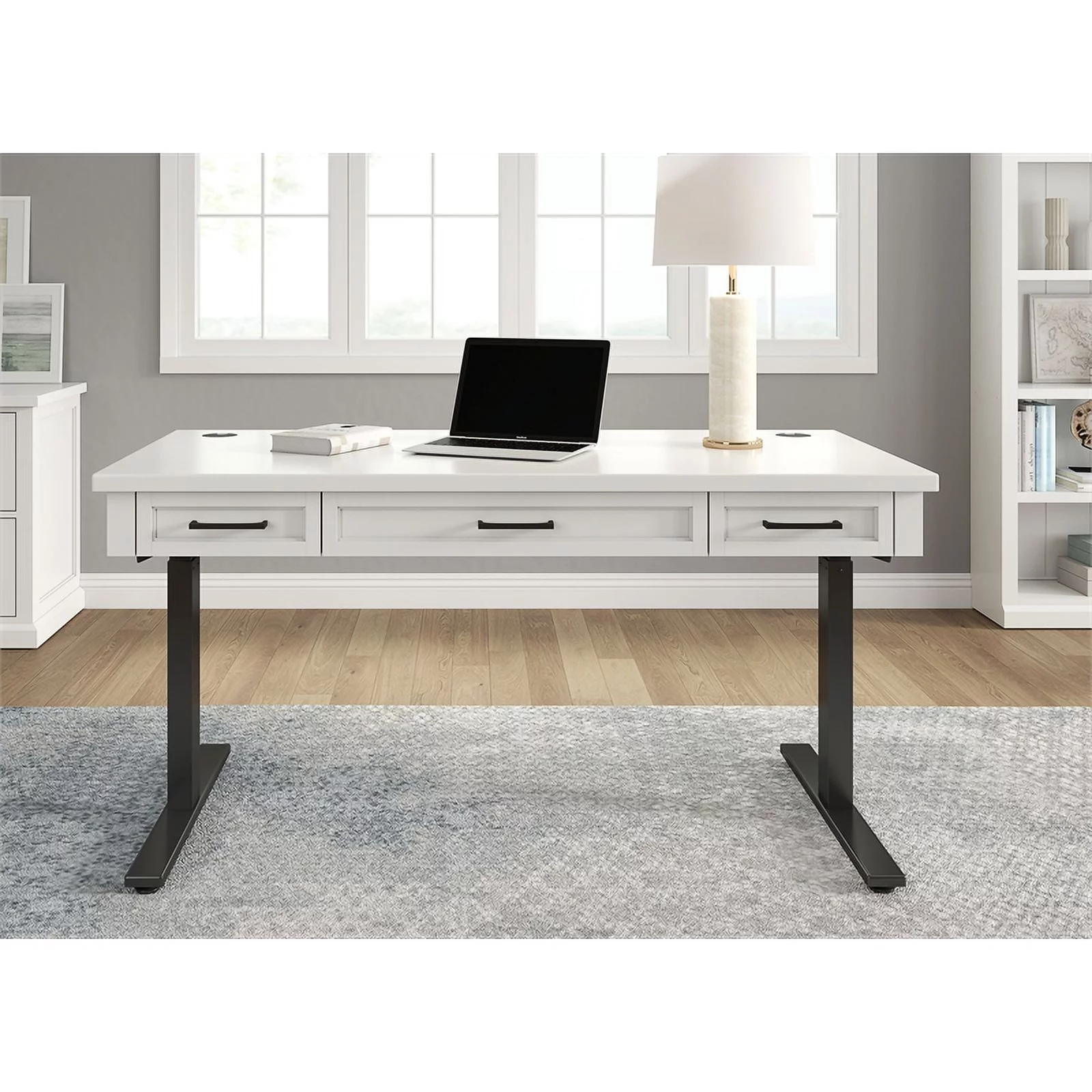 Modern Wood Electric Sit/Stand Desk Height Adjustable Table  Desk White