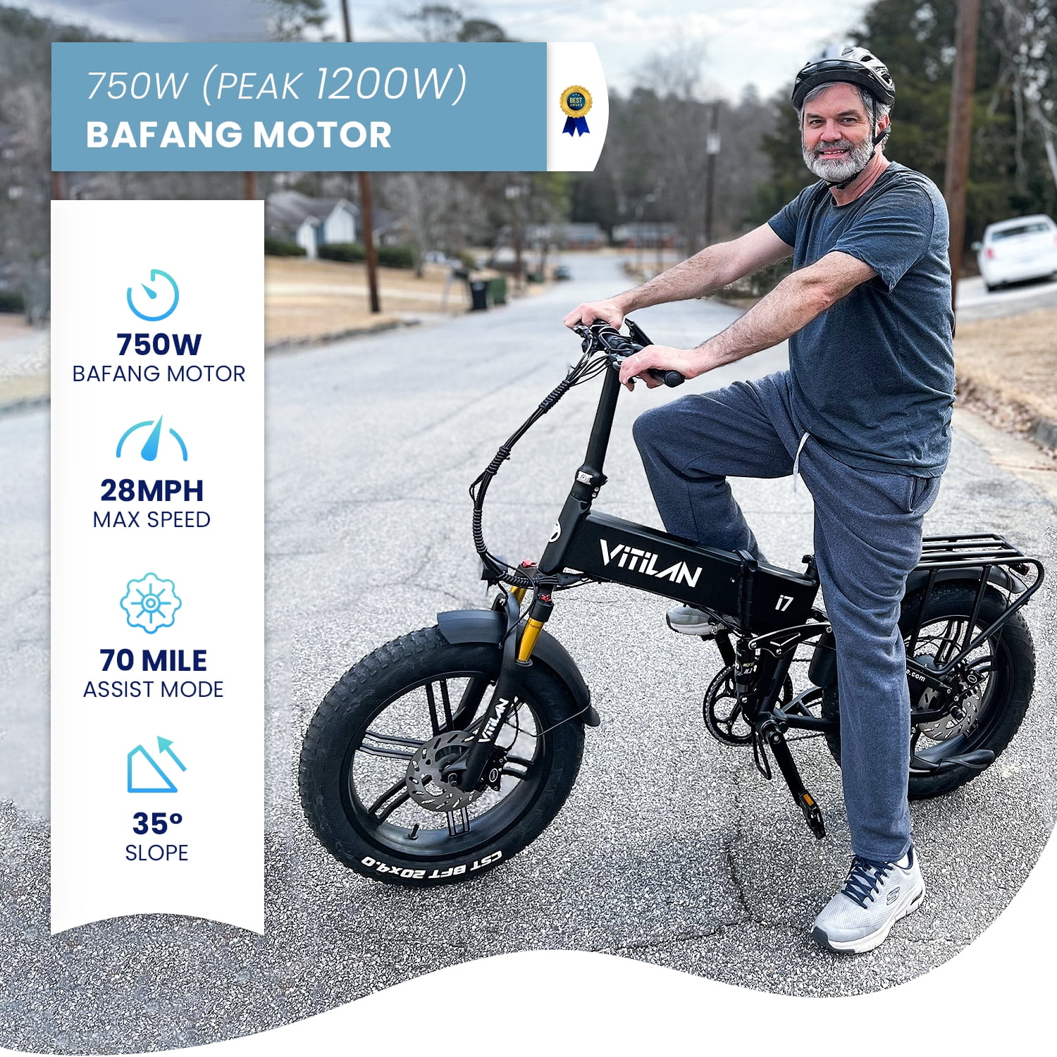 VITILAN i7 Pro 2.0 Folding Electric Bike for Adults, 28MPH 70 Miles Range 750W BAFANG Motor 48V 20AH Removable SAM-Sung Battery, 20” x 4.0" Fat Tire Full Suspension Electric Bicycles Shi-mano 8 Speed