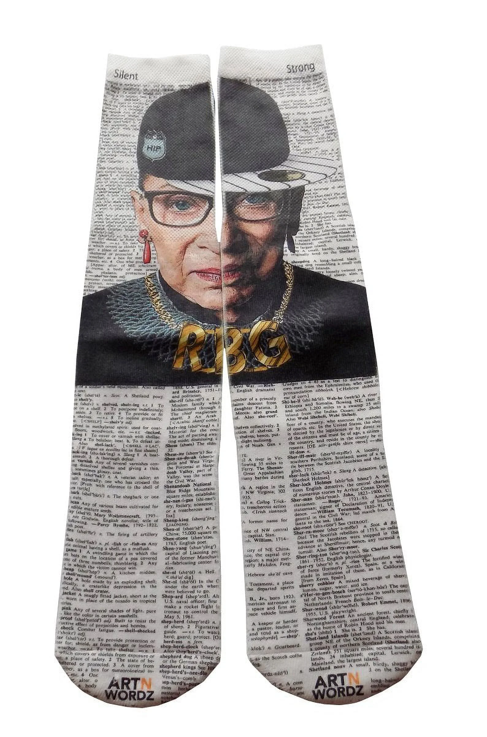 Art N Wordz Apparel RBG Ruth Bader Ginsburg Dictionary Pop Art Unisex Socks
