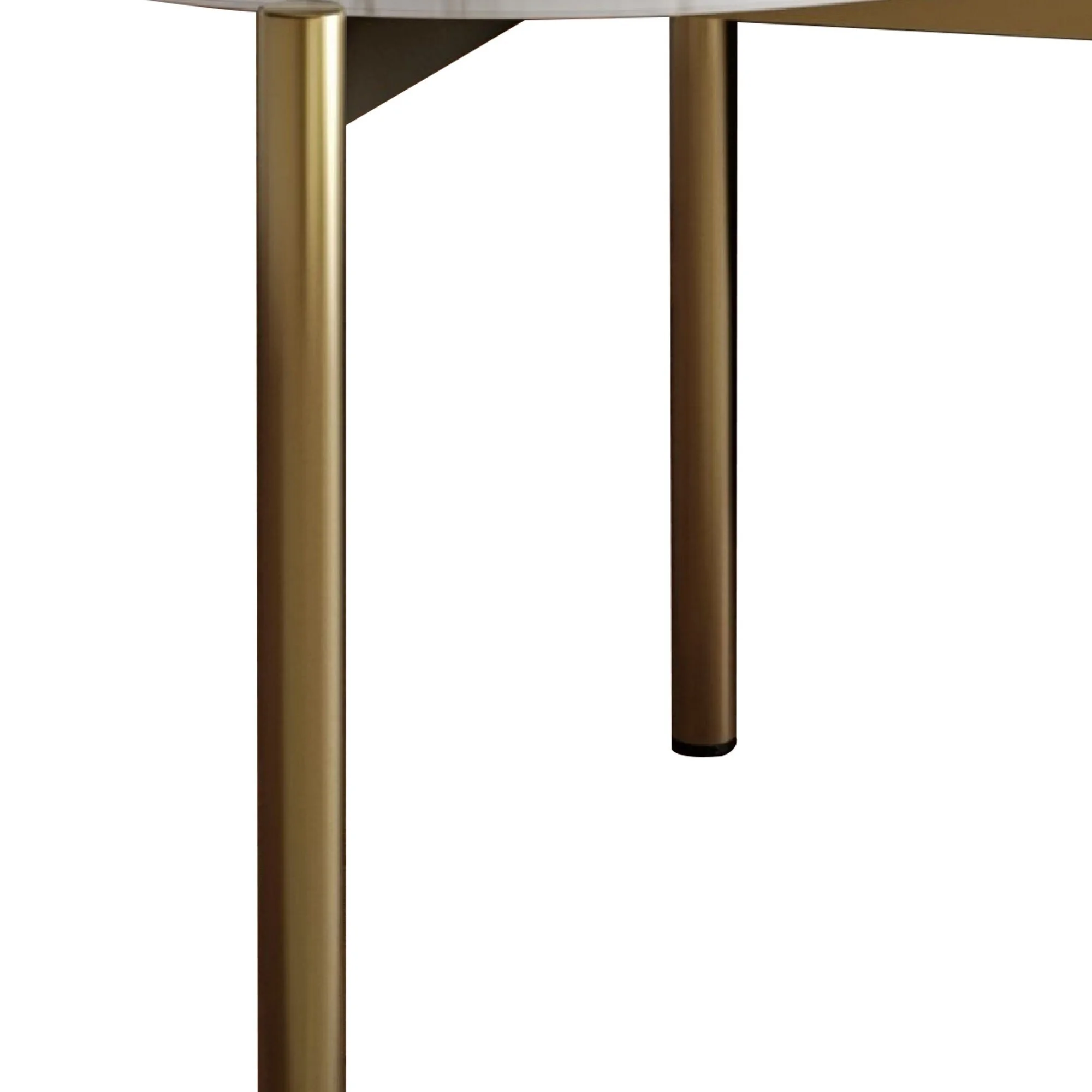 Cid Arlo 22 Inch Modern End Table, Marble Top, Metal Legs, White, Gold
