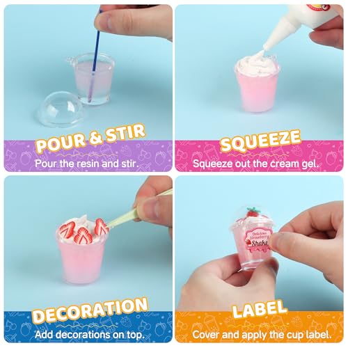 20 PCS Miniature Drink Marker Kit, Miniature Food Toys, Kitchen Pretend Food DIY Crafts Kits for Kids Ages 8-12, Girls Gift for Christmas, Birthday, Collectors, Resin Play, NOT Edible