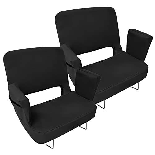 TOPSKY Stadium Seat with Back Support, Extra Wide 21.2”Width (Seat 19.5”), 3 Reclining Positions, Wide Bleacher Seats with 2 Hook, Picnic Seat (Black)