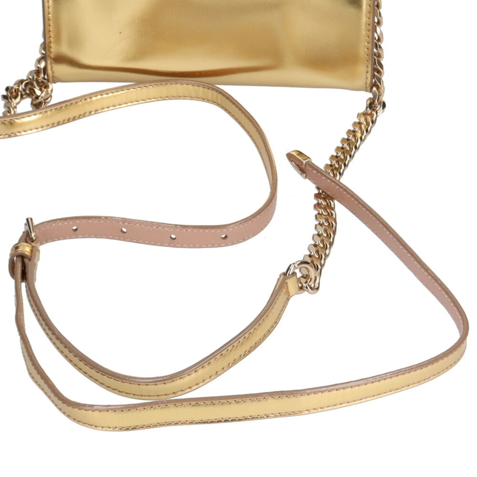 Pre-Owned Jimmy Choo JIMMY CHOO soft level shoulder bag leather gold ladies (Fair)