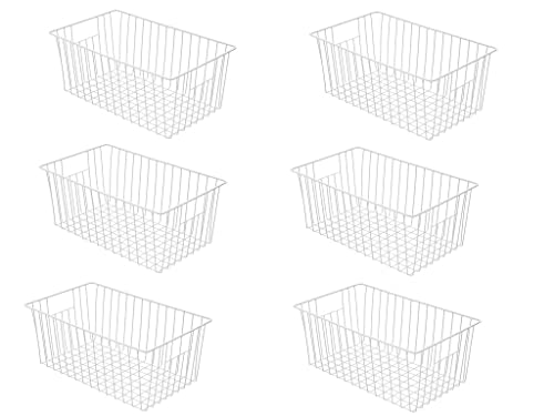 16inch Freezer Wire Storage Organizer Baskets, Household Refrigerator Bins with Built-in Handles for Cabinet, Pantry, Closet, Bedroom