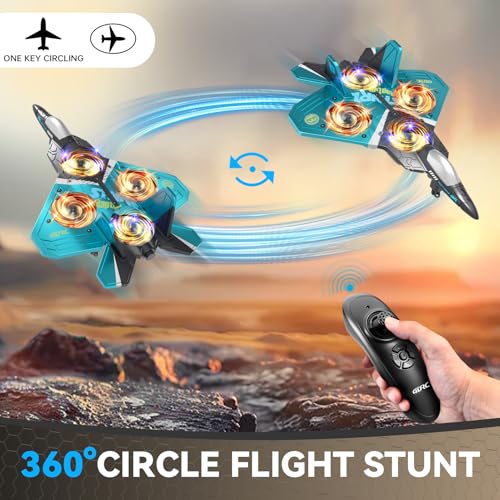 4DRC V17 Foam Remote Control Airplanes RC Planes for Kids Adults 4-7 8-16, RC Airplane Fighter Jet with Light, 360° Flip Fighter Jet Toy, Gravity Sensing, Stunt Roll, Airplane Toy Gifts for Kids Boys