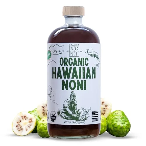 Healing Noni - Organic Hawaiian Noni Juice - 1 Pack of 32oz Glass Bottles