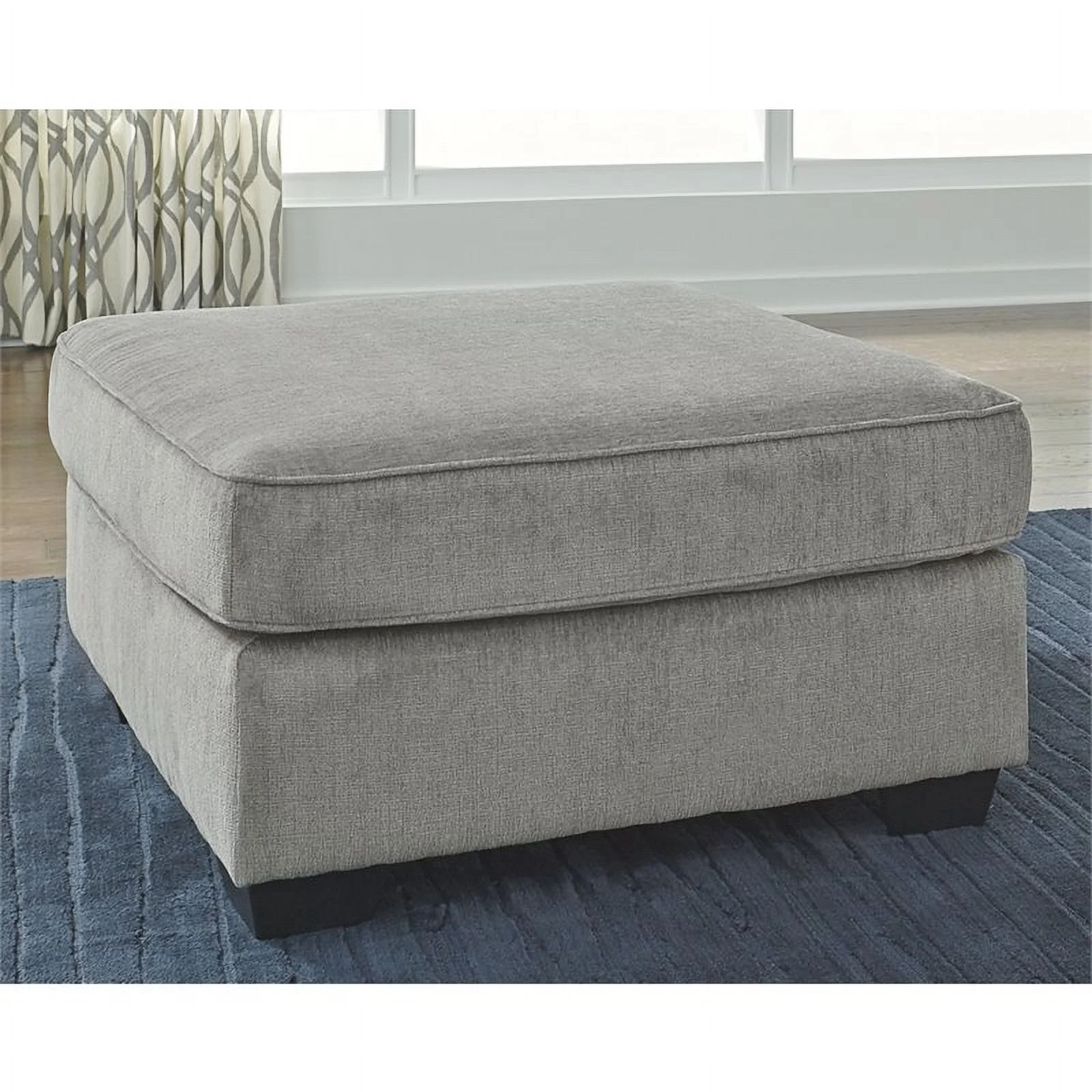 Bowery Hill Contemporary Fabric Gray Oversized Accent Ottoman