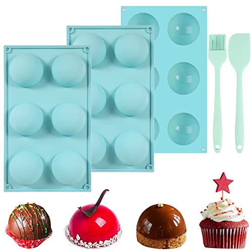 Hot Chocolate Bomb Mold 2.5 Inch Large Silicone Cocoa Bomb Molds - 3 Pack with Brush and Spatula