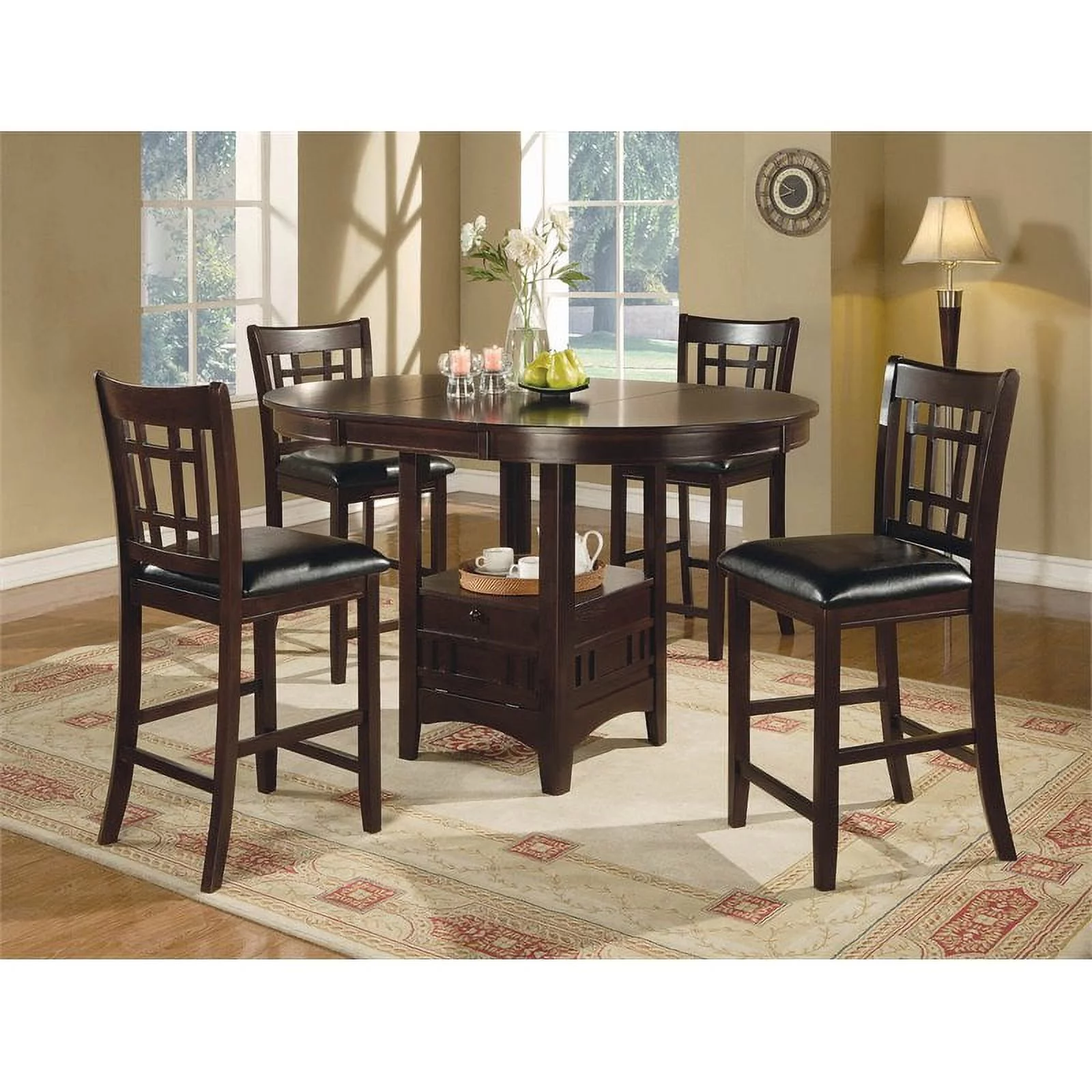Lavon 5-piece Counter Height Dining Room Set Espresso and Black