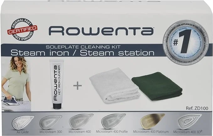 Rowenta ZD100 Non-Toxic Stainless Steel Soleplate Cleaner Kit for Steam Irons