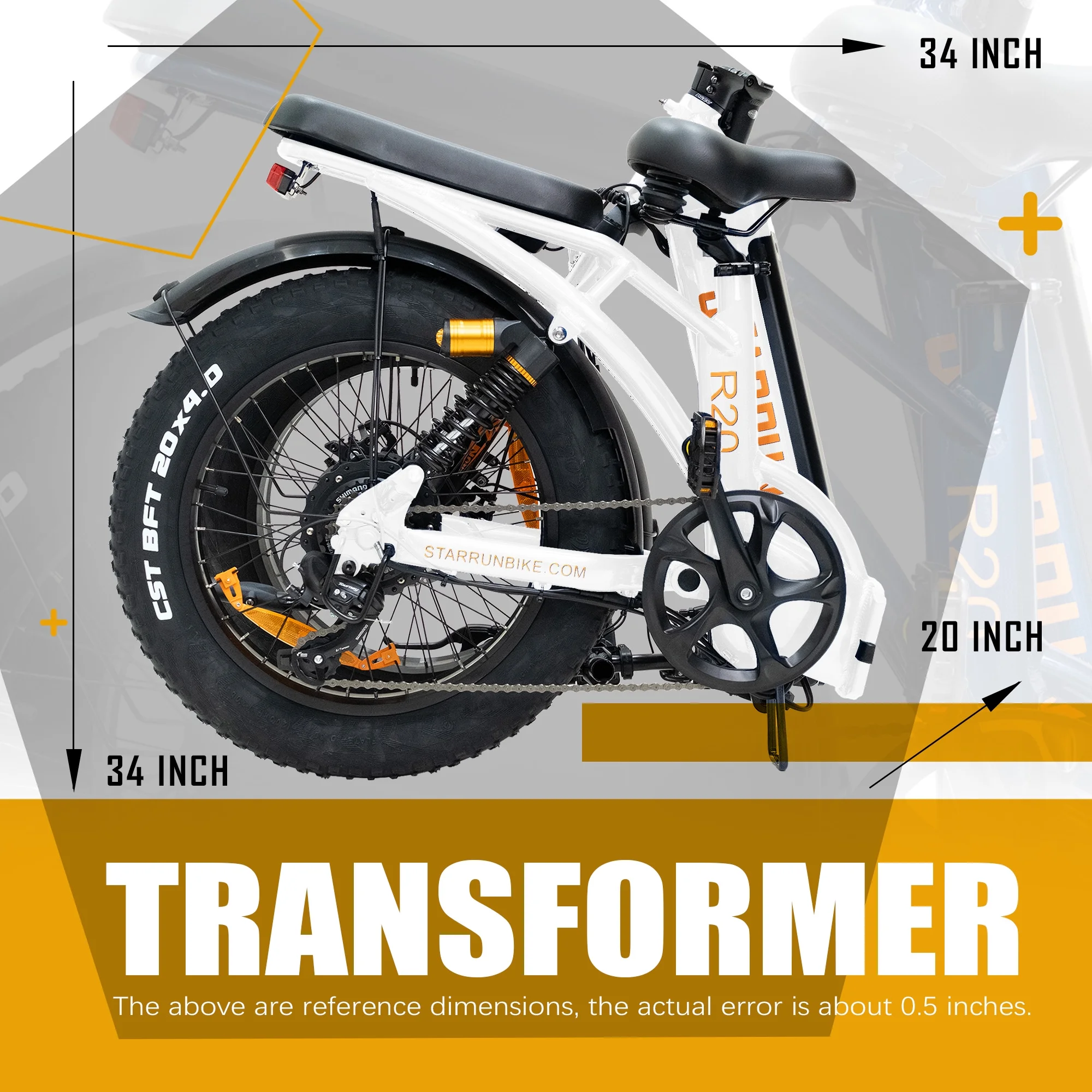 Foldable Electric Bike, Up to 20mph & 48V 20AH Removable Battery & Full Suspension Electric Bicycle for Adults, 20