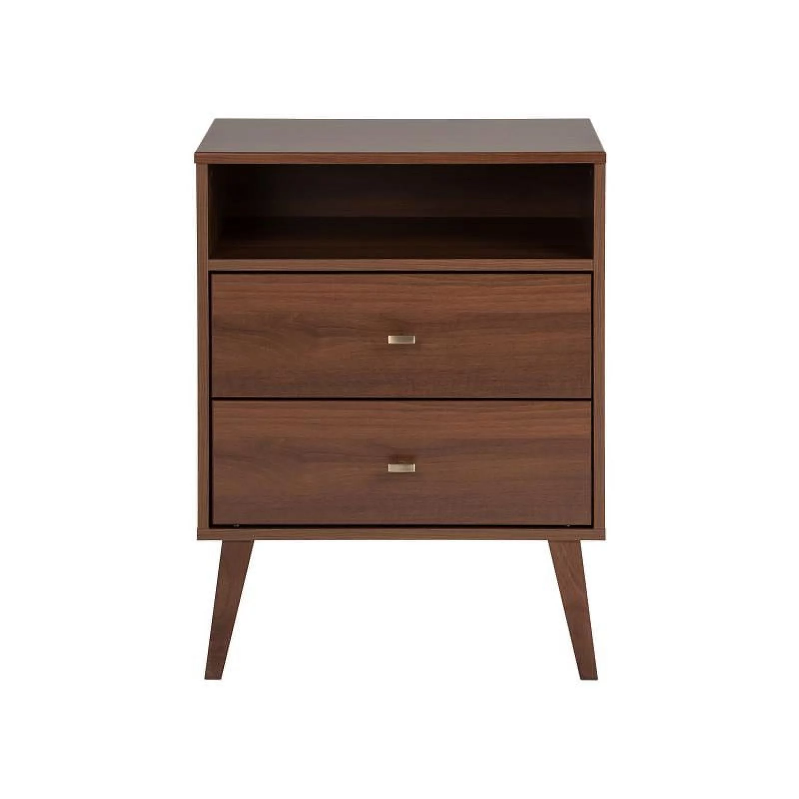 Home Square 2 Piece Wood Tall Nightstand Set with 2 Drawer in Cherry