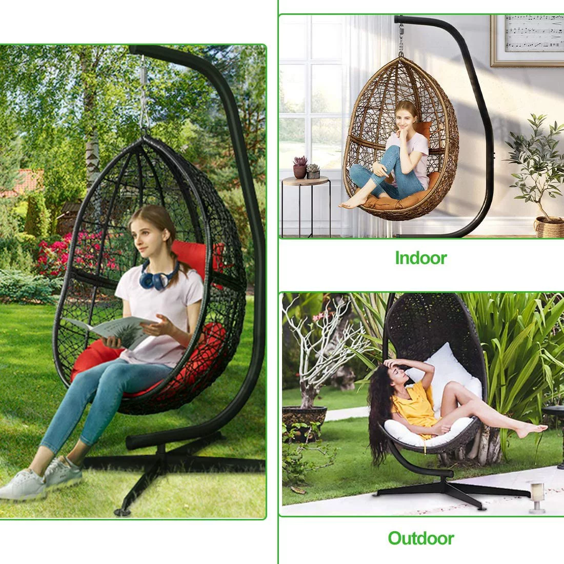 Dkelincs Hammock Stand Hanging Chair Stand Only Hanging Stand Solid Steel for Swing Chair, 300 Lbs Capacity