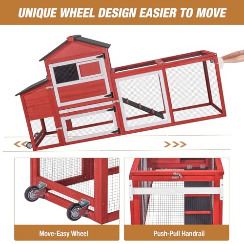 Chicken Coop Chicken House for Outdoor, Poultry Cage with Wheels Mobile Hen House and UV-Resistant Roof - Grey