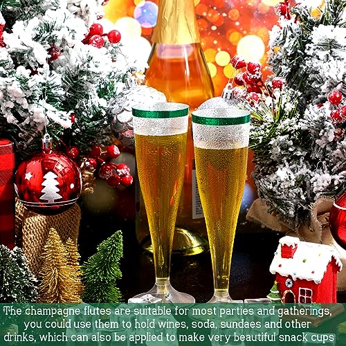 Zubebe 100 Pcs Plastic Champagne Flutes 4.5oz Classic Champagne Clear Plastic Cups Wedding Party Toasting Cocktail Cups Bulk Home Toasting Drinking Party(Blue)