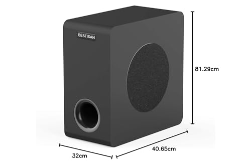 BESTISAN Powered Subwoofer, 6.5'' Side Firing Home Audio Sub, Deep Bass Response Subwoofers, Easy Setup with Home Theater Systems, TV, Speakers, RCA, LFE, AUX Input, High-Level Speaker Input & Output