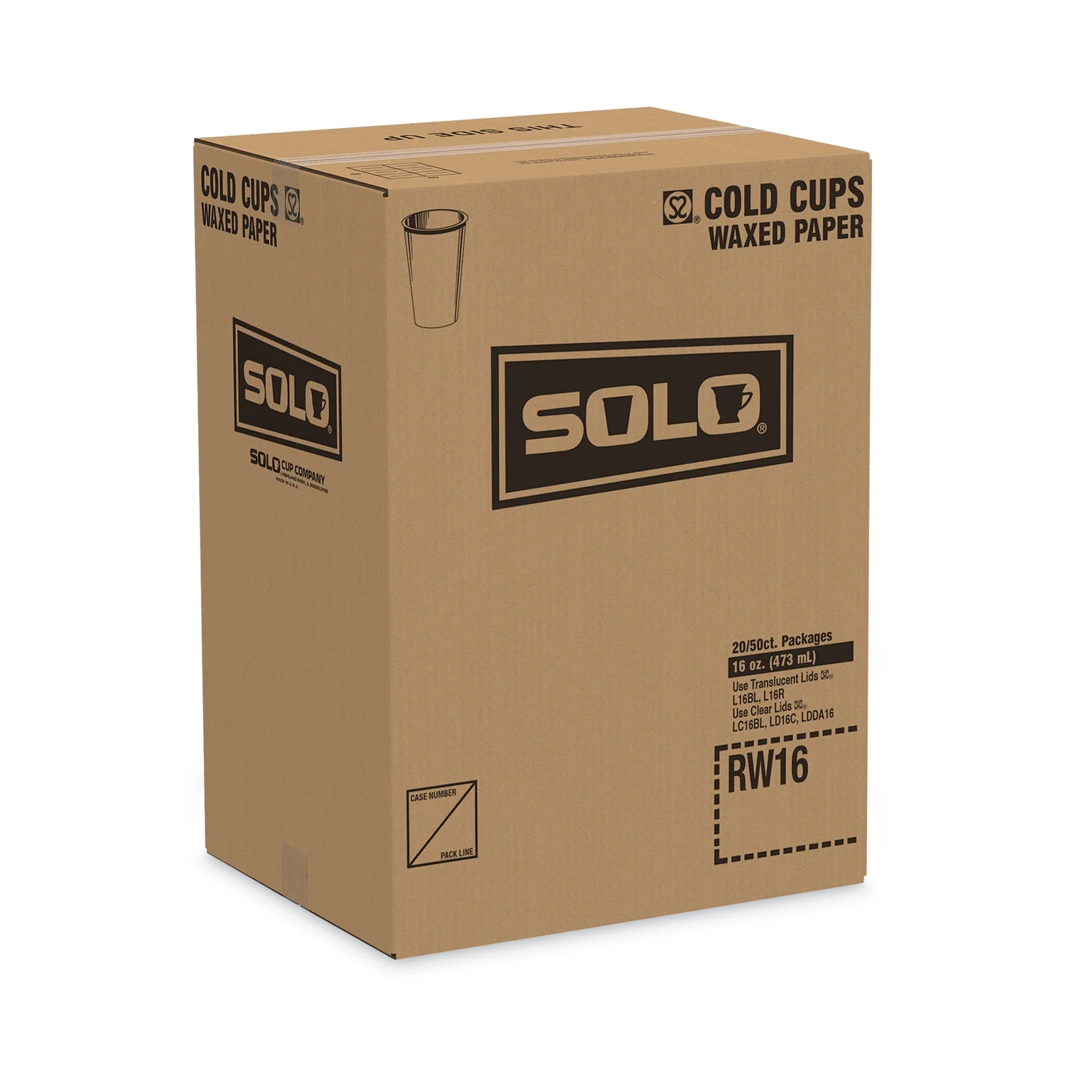 SOLO Symphony Treated-Paper Cold Cups, ProPlanet Seal, 16 oz, White/Beige/Red, 50/Bag, 20 Bags/Carton