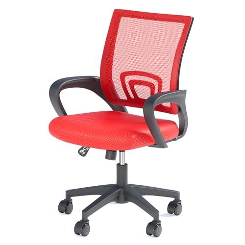 Office Chair, Ergonomic Mid-Back Mesh Desk Chair with Lumbar Support, Adjustable Height Computer Chair with Rolling Wheels Design,Comfy Armrest for Work, Study, Gaming, Light Gray