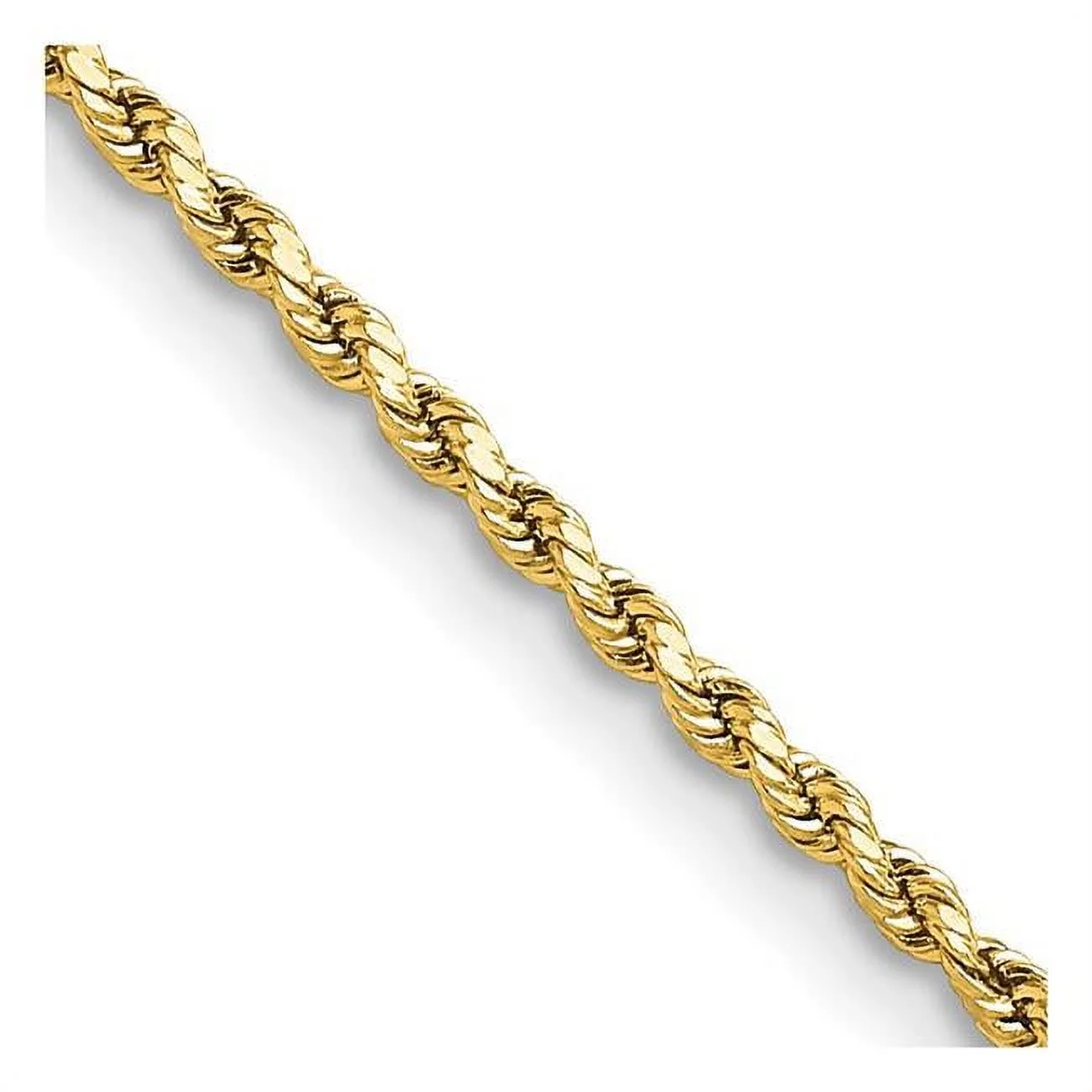 Primal Gold 10 Karat Yellow Gold 2mm Semi-solid Diamond-cut Rope Chain